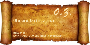 Ohrenstein Zina névjegykártya